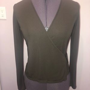 Banana Republic Classy Dark Khaki Wrap Blouse
